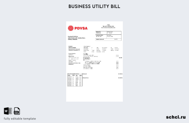 скачать цифровую версию Венесуэлы PDVSA Шаблон счета за коммунальные услуги для 